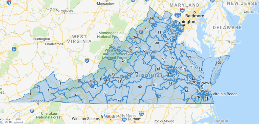 virginia house of delegates district map The Virginia General Assembly Sister District Project virginia house of delegates district map