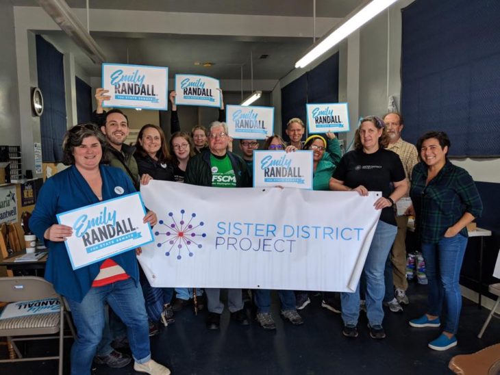 Sister District volunteers with Washington candidate Emily Randall